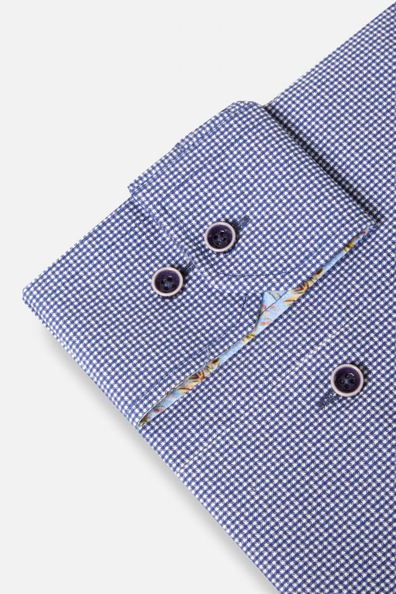 Benetti Riga Modern Fit Micro Check Shirt Navy
