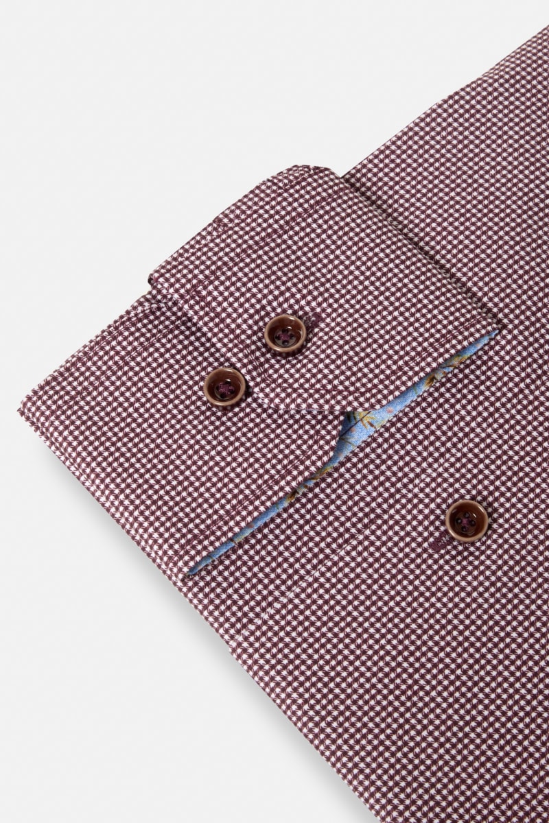 Benetti Riga Modern Fit Micro Check Shirt Plum