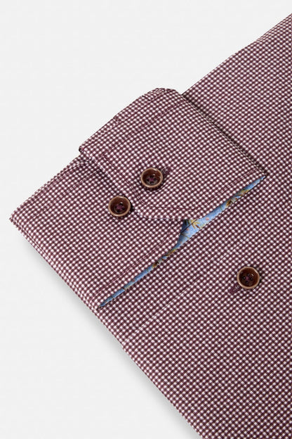 Benetti Riga Modern Fit Micro Check Shirt Plum