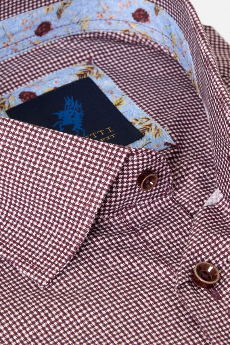 Benetti Riga Modern Fit Micro Check Shirt Plum