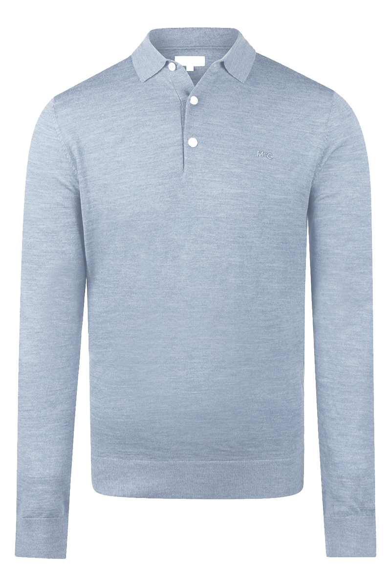 McGregor Regular Fit Merino Wool Polo Sweater Light Blue