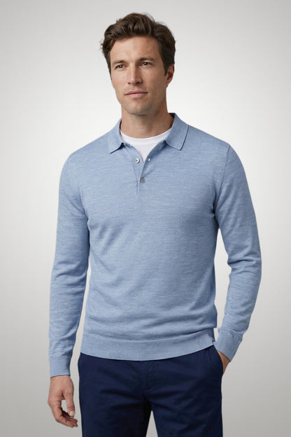 McGregor Regular Fit Merino Wool Polo Sweater Light Blue