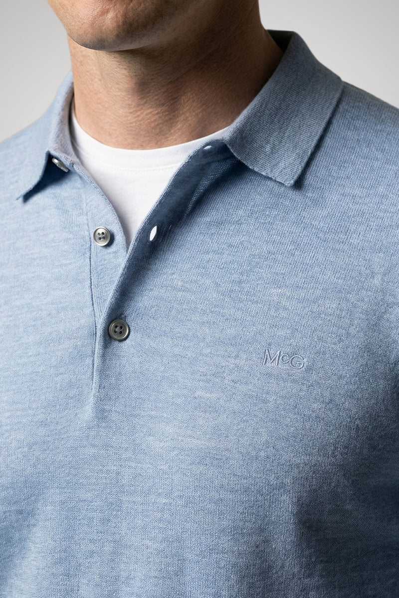 McGregor Regular Fit Merino Wool Polo Sweater Light Blue