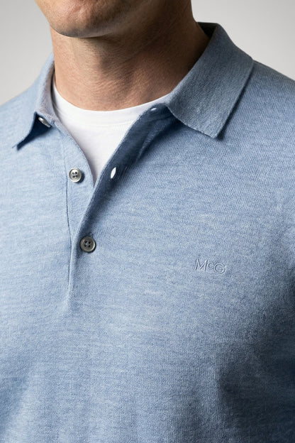 McGregor Regular Fit Merino Wool Polo Sweater Light Blue