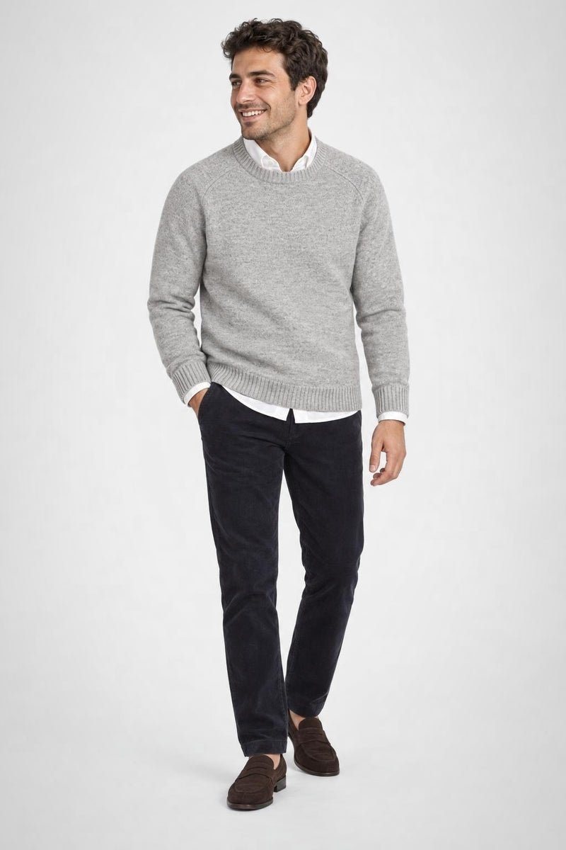 McGregor Regular Fit Lambswool Crew Neck Sweater Medium Grey Melange