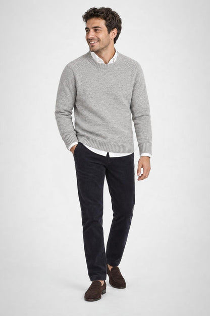 McGregor Regular Fit Lambswool Crew Neck Sweater Medium Grey Melange