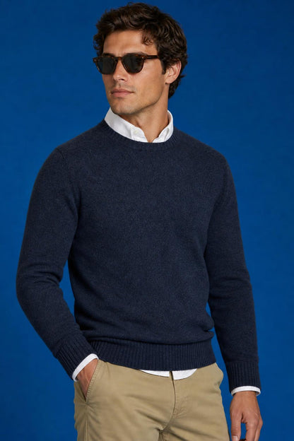 McGregor Regular Fit Lambswool Crew Neck Sweater Navy