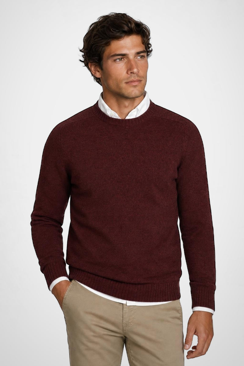 McGregor Regular Fit Lambswool Crew Neck Sweater Burgundy