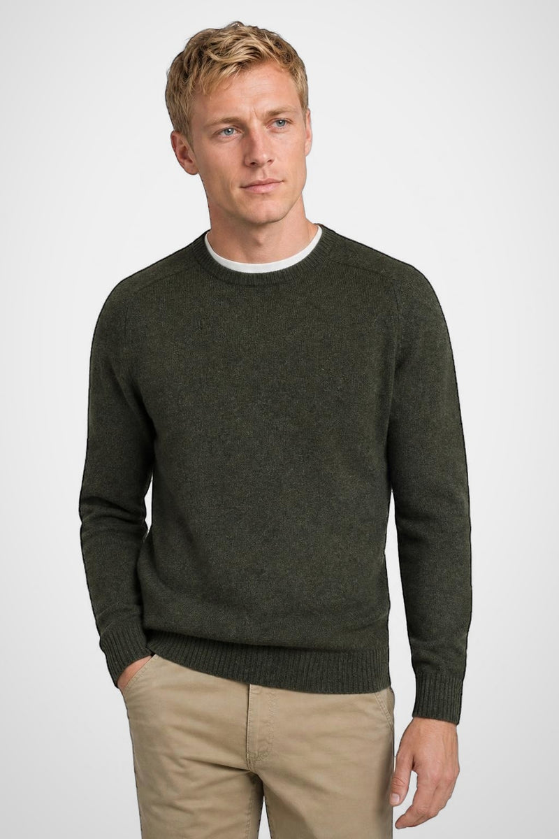 McGregor Regular Fit Lambswool Crew Neck Sweater Dark Olive
