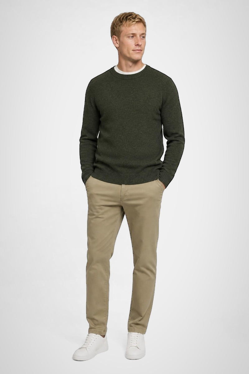 McGregor Regular Fit Lambswool Crew Neck Sweater Dark Olive