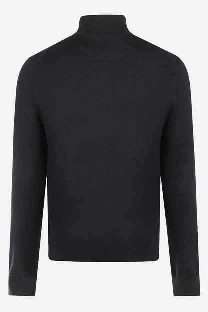 McGregor Regular Fit Cotton-Cashmere Zip Mock Sweater Navy