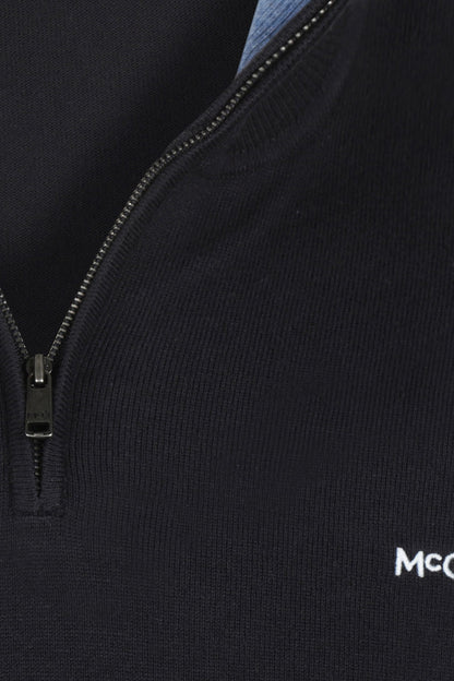 McGregor Regular Fit Cotton-Cashmere Zip Mock Sweater Navy