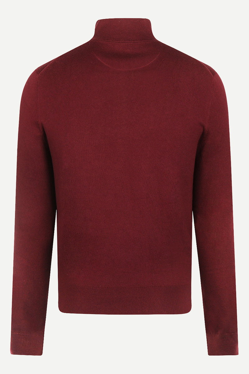 McGregor Regular Fit Cotton-Cashmere Zip Mock Sweater Burgundy