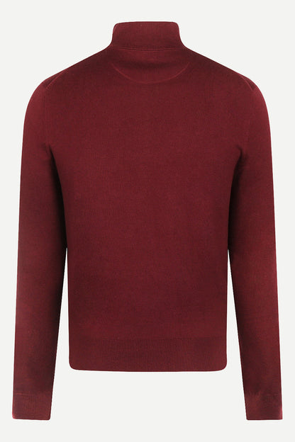 McGregor Regular Fit Cotton-Cashmere Zip Mock Sweater Burgundy