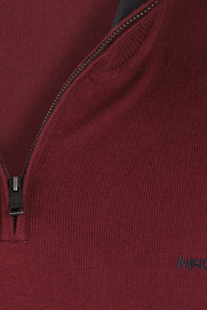 McGregor Regular Fit Cotton-Cashmere Zip Mock Sweater Burgundy