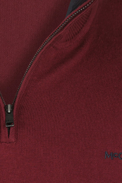 McGregor Regular Fit Cotton-Cashmere Zip Mock Sweater Burgundy