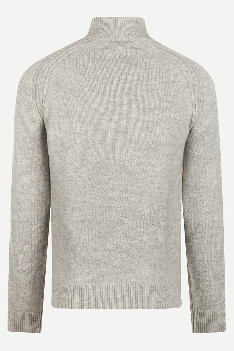 McGregor Regular Fit Zip Mock Ribbed Lambswool Sweater Medium Grey Melange