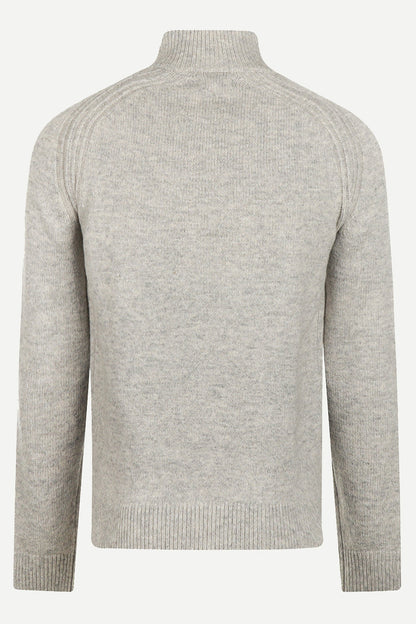 McGregor Regular Fit Zip Mock Ribbed Lambswool Sweater Medium Grey Melange