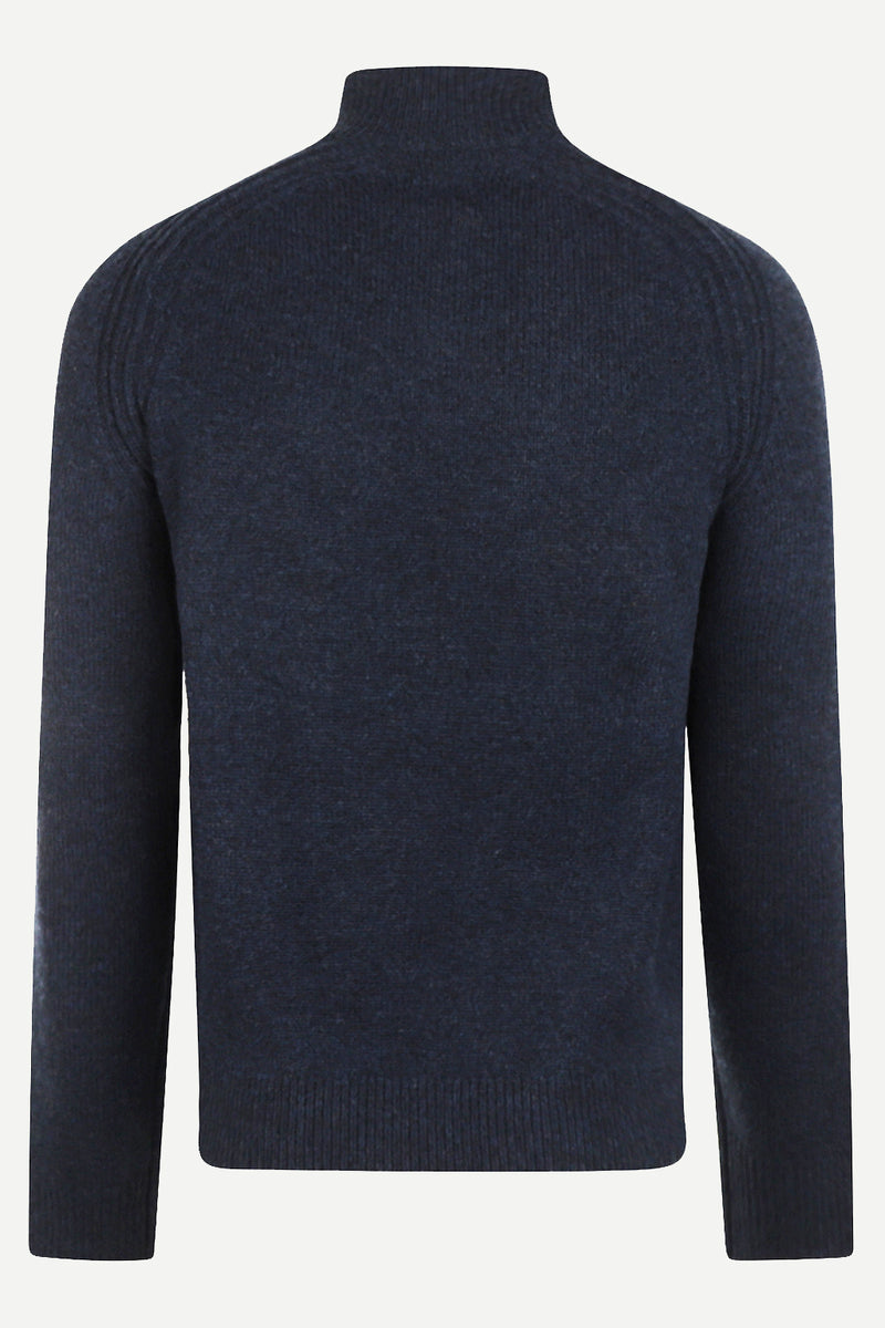 McGregor Regular Fit Zip Mock Ribbed Lambswool Sweater Navy