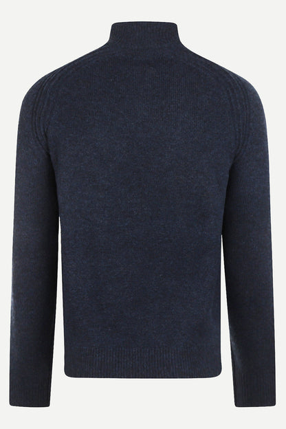McGregor Regular Fit Zip Mock Ribbed Lambswool Sweater Navy