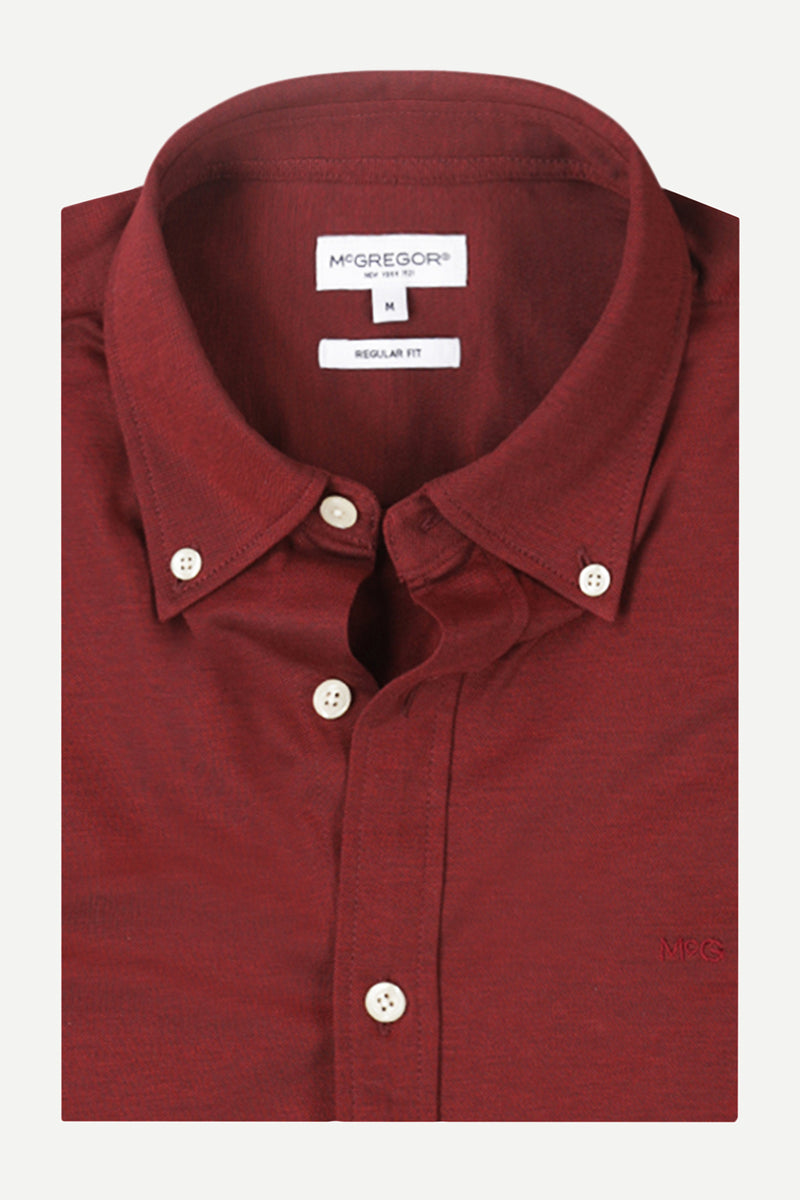 McGregor Regular Fit Stretch Pique Shirt Burgundy
