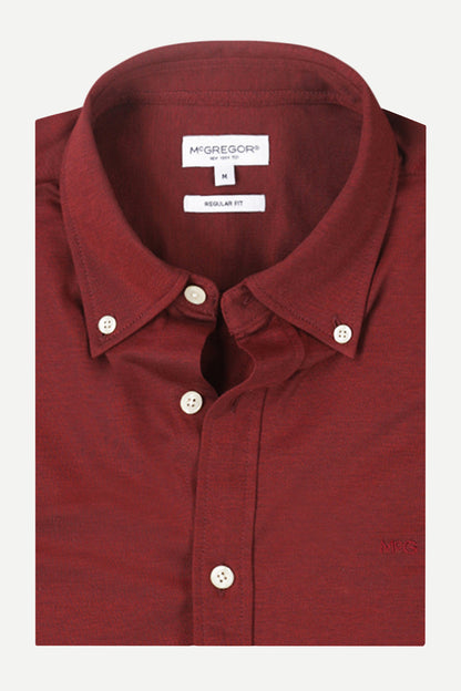 McGregor Regular Fit Stretch Pique Shirt Burgundy