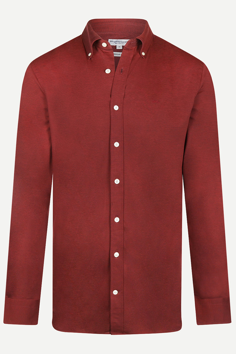 McGregor Regular Fit Stretch Pique Shirt Burgundy