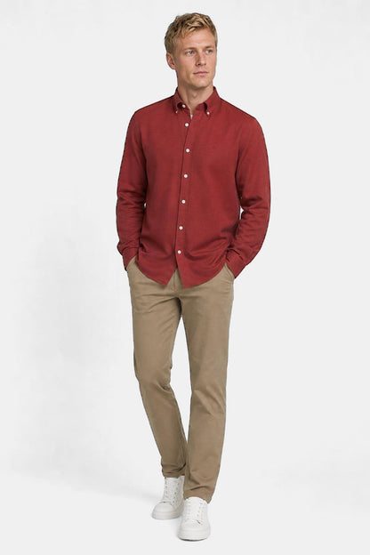 McGregor Regular Fit Stretch Pique Shirt Burgundy