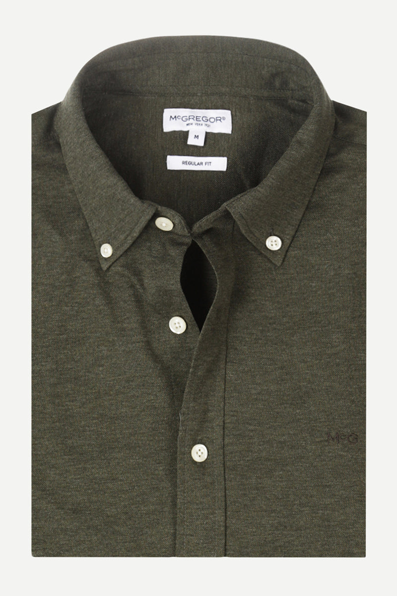 McGregor Regular Fit Stretch Pique Shirt Dark Olive