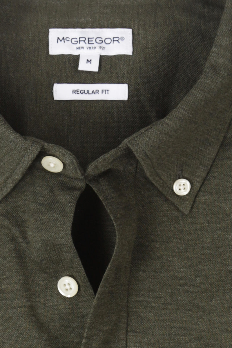 McGregor Regular Fit Stretch Pique Shirt Dark Olive