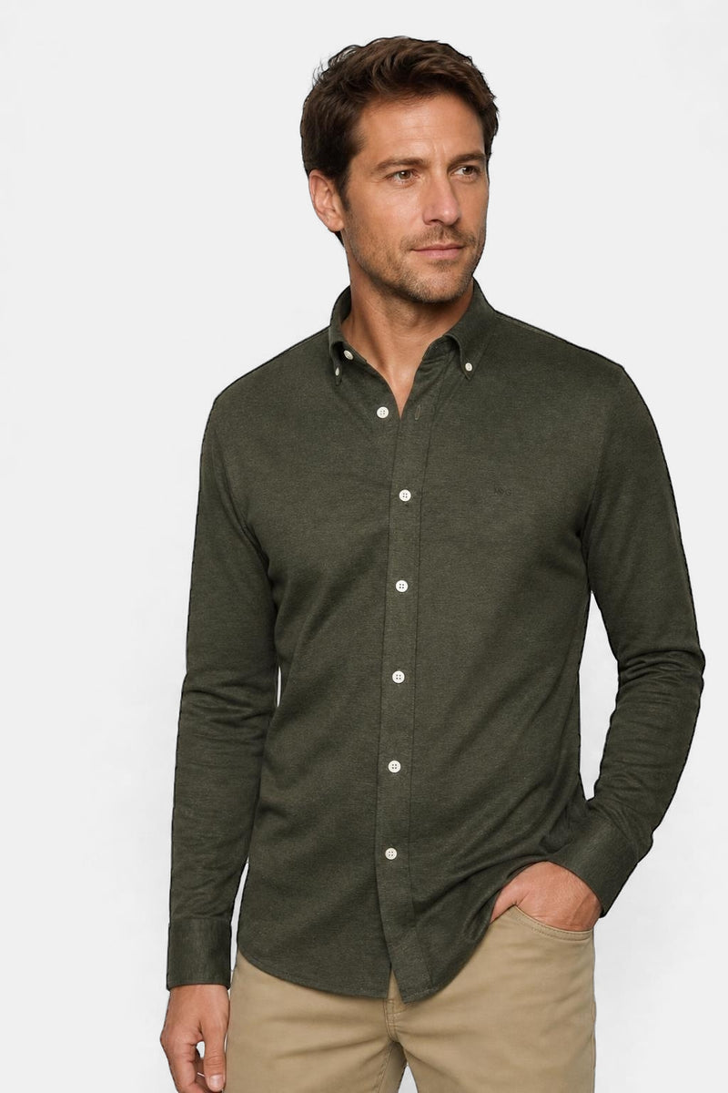 McGregor Regular Fit Stretch Pique Shirt Dark Olive