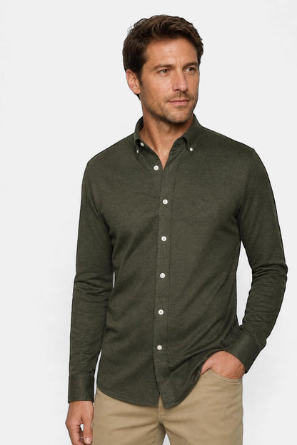 McGregor Regular Fit Stretch Pique Shirt Dark Olive