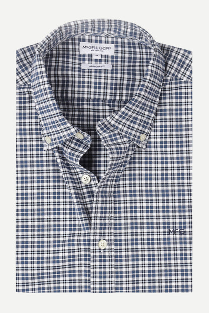 McGregor Regular Fit Stretch Oxford Check Shirt Navy