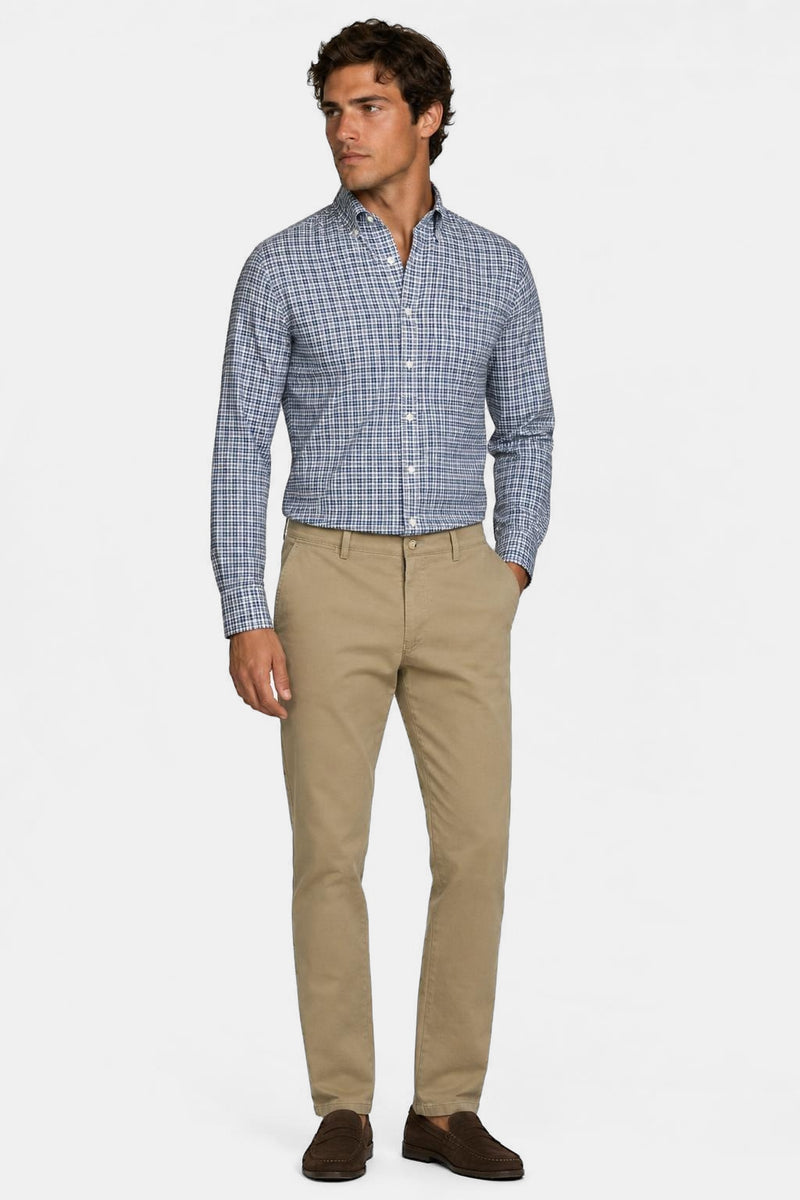 McGregor Regular Fit Stretch Oxford Check Shirt Navy