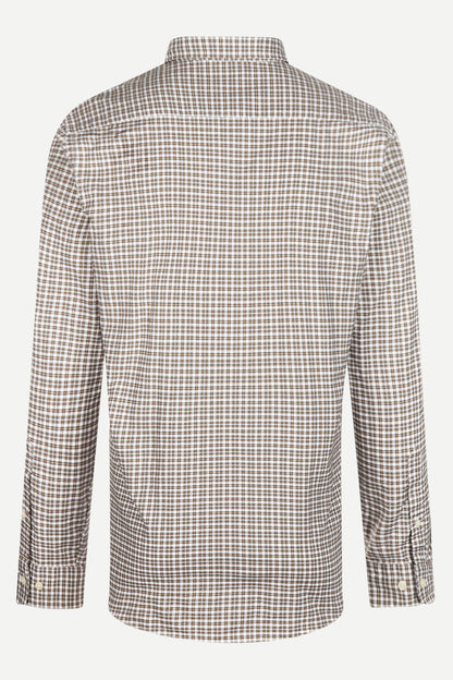 McGregor Regular Fit Stretch Oxford Check Shirt Chocolate Brown