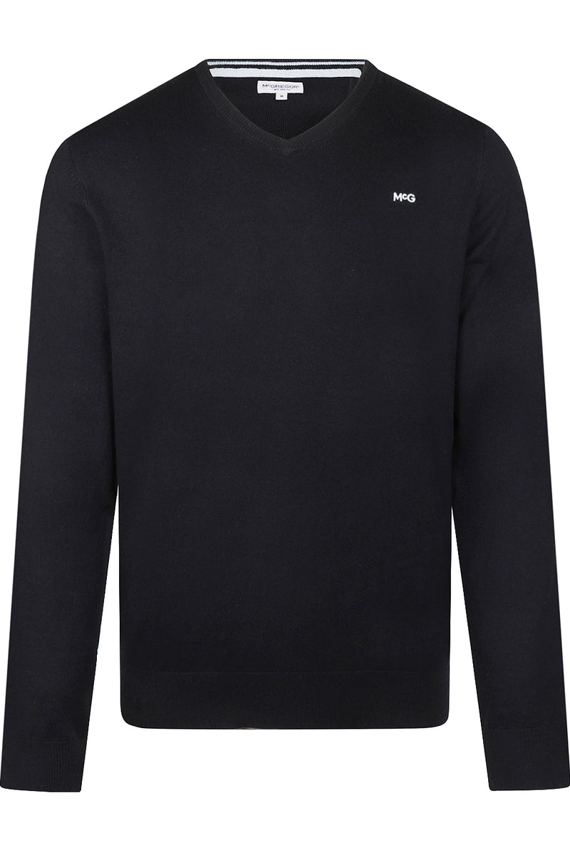 McGregor Regular Fit Cotton-Cashmere V-Neck Sweater Navy