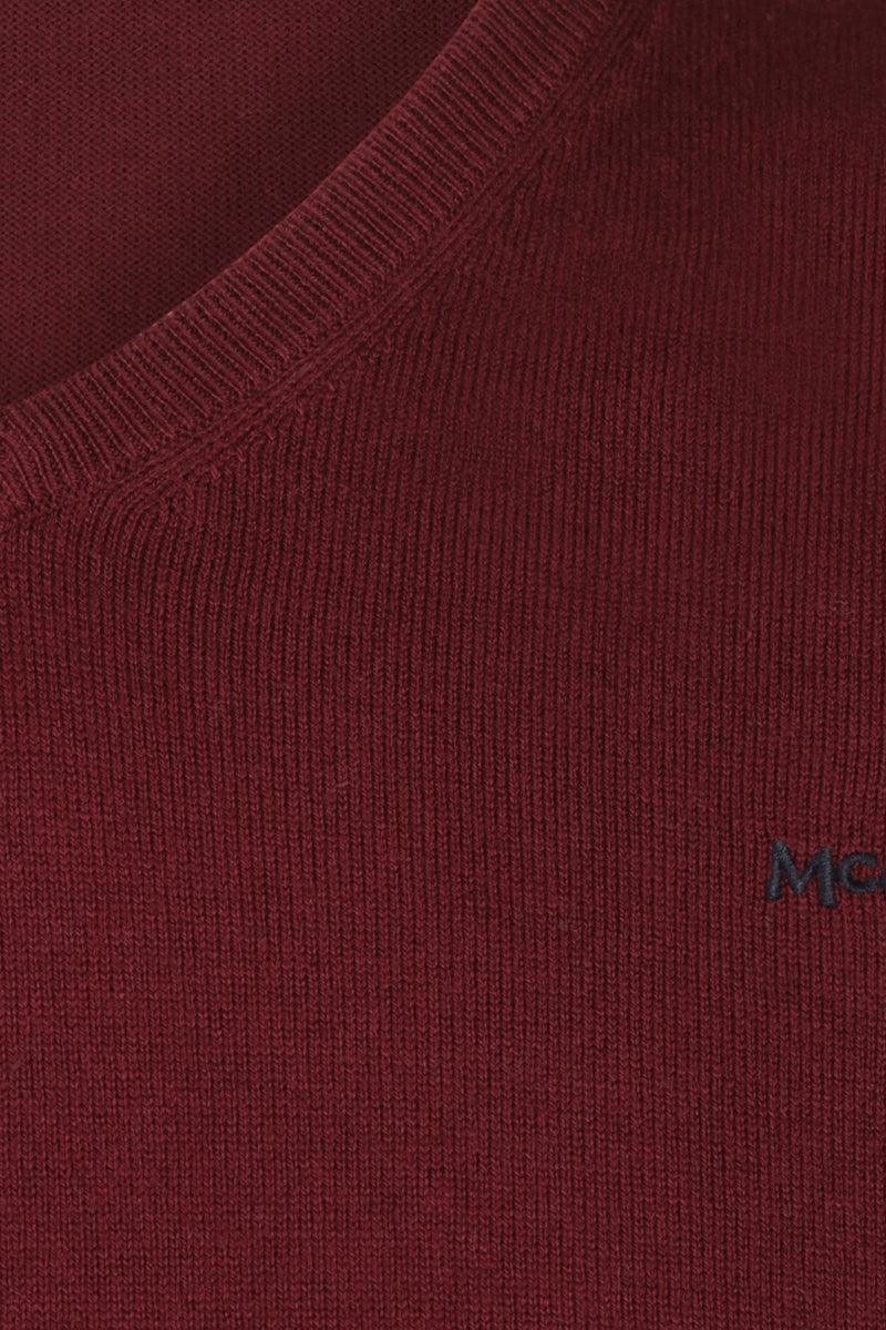 McGregor Regular Fit Cotton-Cashmere V-Neck Sweater Burgundy