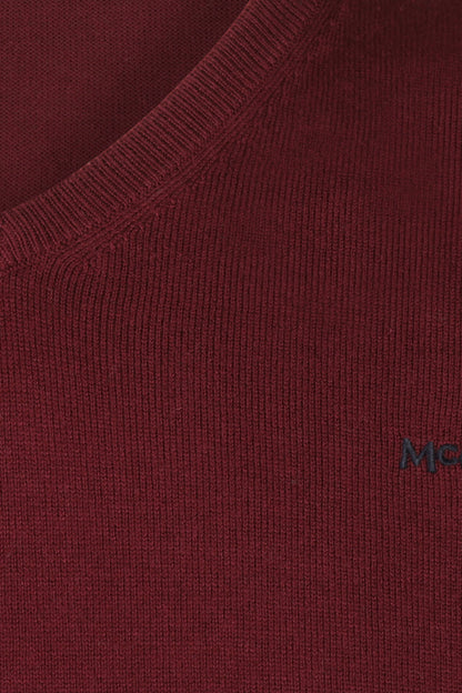 McGregor Regular Fit Cotton-Cashmere V-Neck Sweater Burgundy