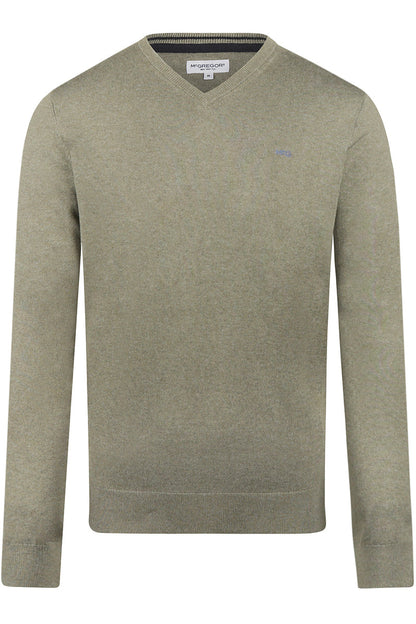 McGregor Regular Fit Cotton-Cashmere V-Neck Sweater Light Olive