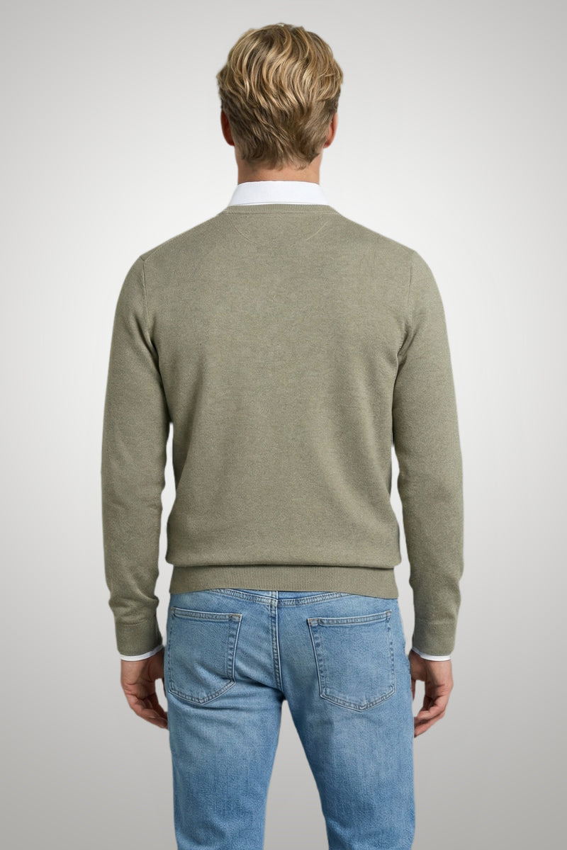 McGregor Regular Fit Cotton-Cashmere V-Neck Sweater Light Olive