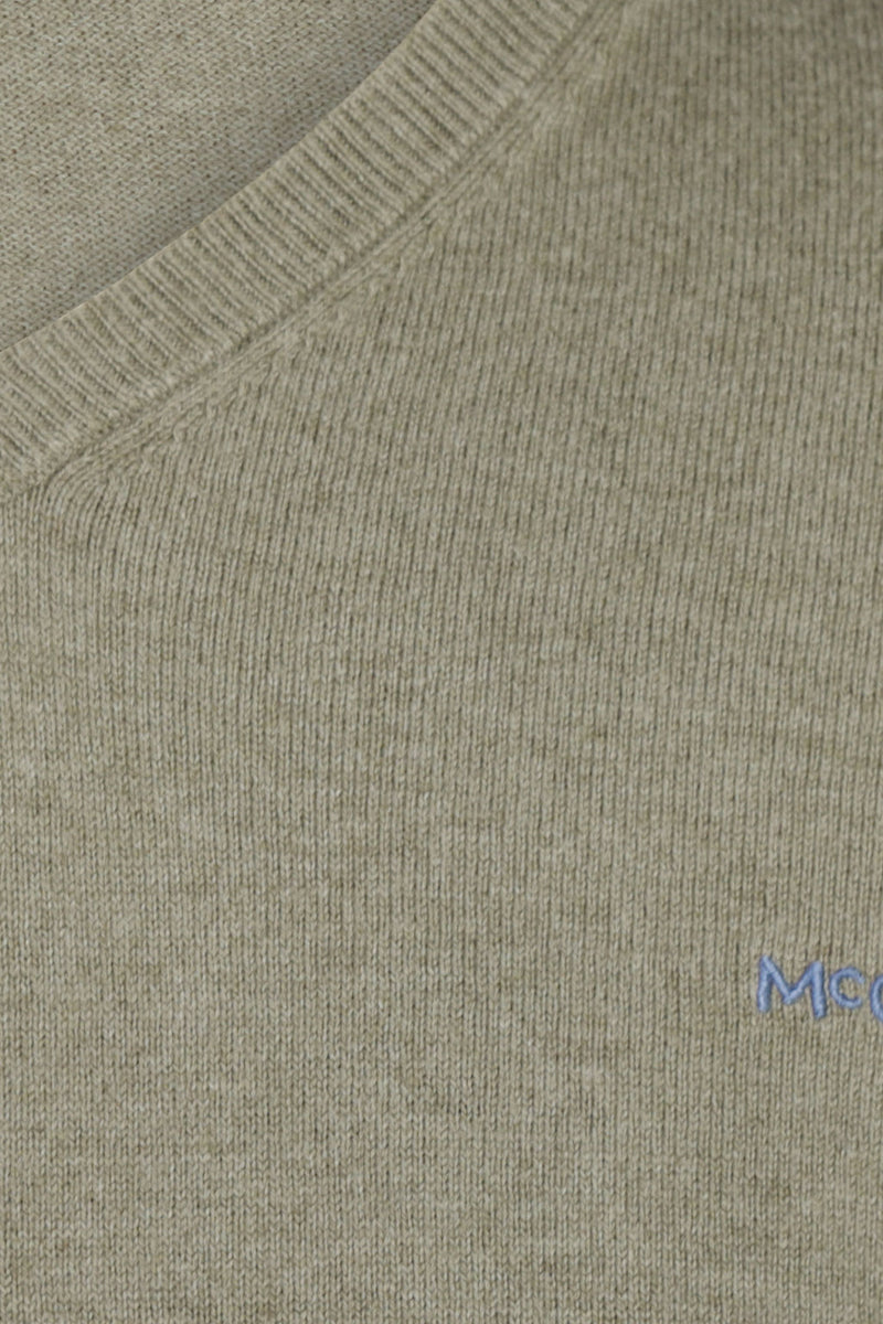 McGregor Regular Fit Cotton-Cashmere V-Neck Sweater Light Olive