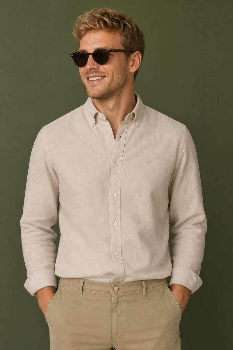 McGregor Regular Fit Oxford Stretch Shirt Sand