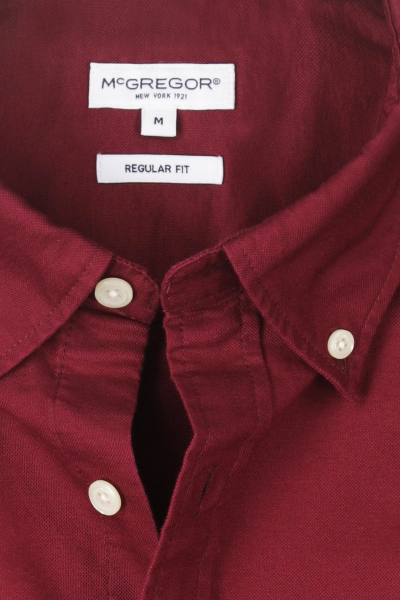 McGregor Regular Fit Oxford Stretch Shirt Burgundy