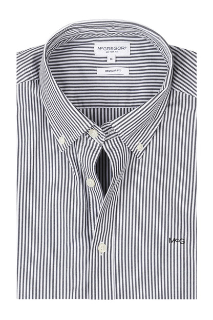 McGregor Regular Fit Peached Poplin Stripe Shirt Navy