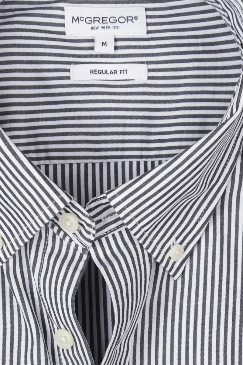 McGregor Regular Fit Peached Poplin Stripe Shirt Navy