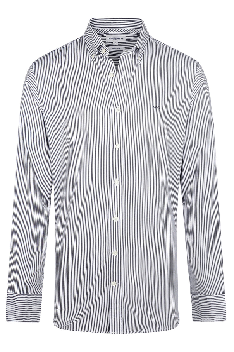 McGregor Regular Fit Peached Poplin Stripe Shirt Navy