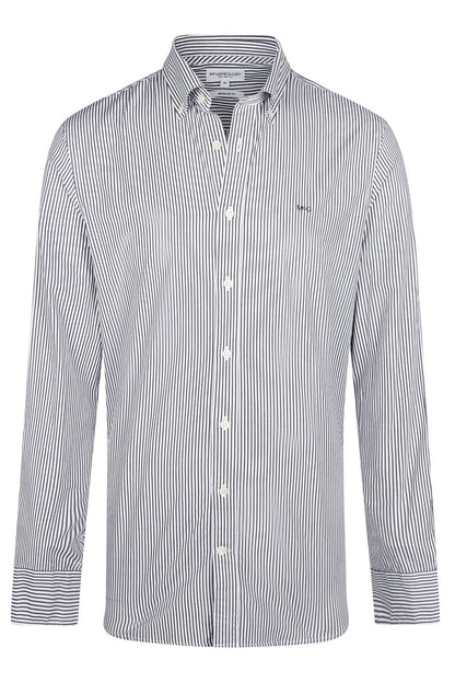 McGregor Regular Fit Peached Poplin Stripe Shirt Navy