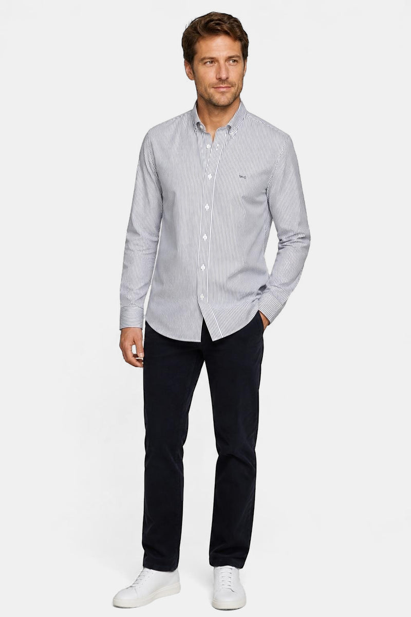 McGregor Regular Fit Peached Poplin Stripe Shirt Navy