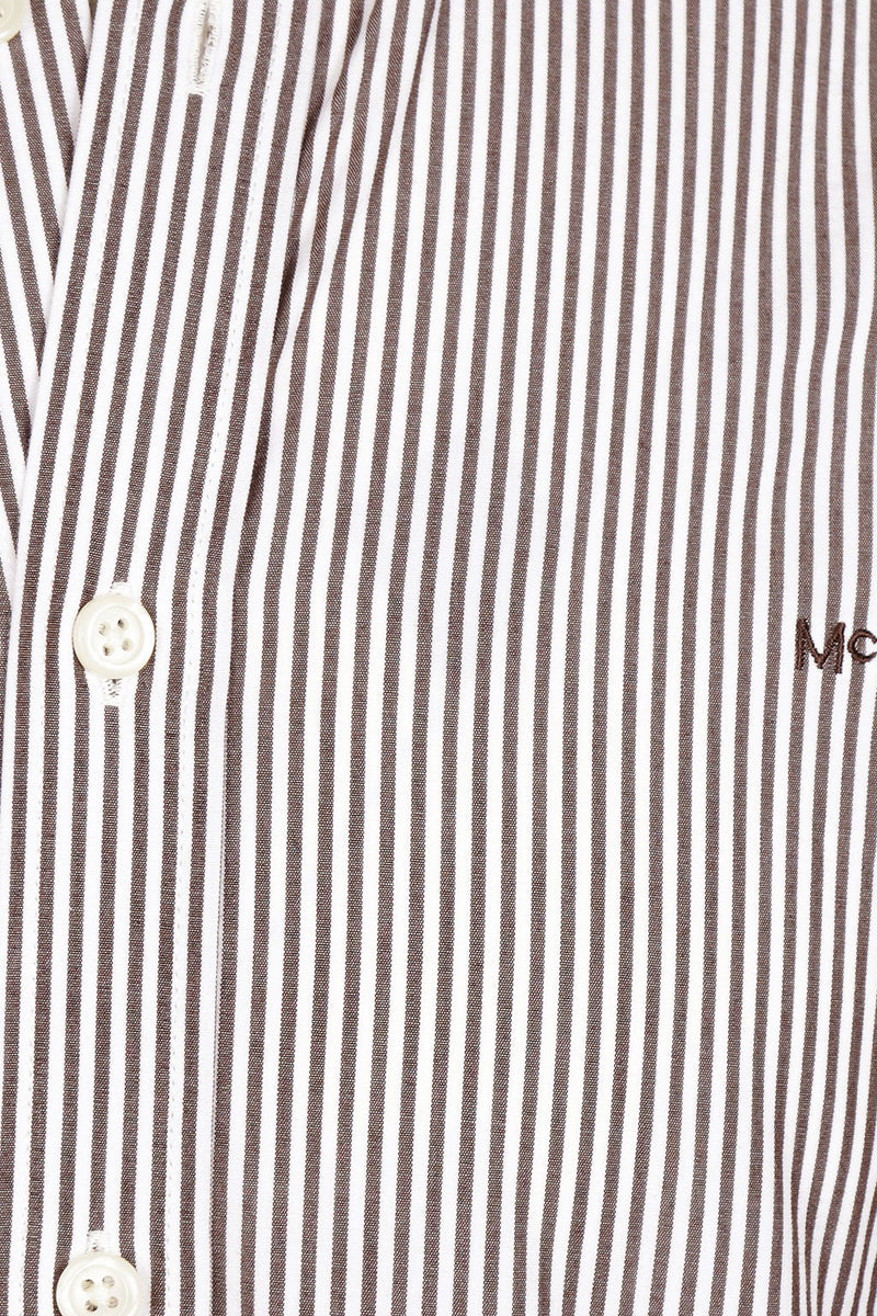 McGregor Regular Fit Peached Poplin Stripe Shirt Chocolate Brown