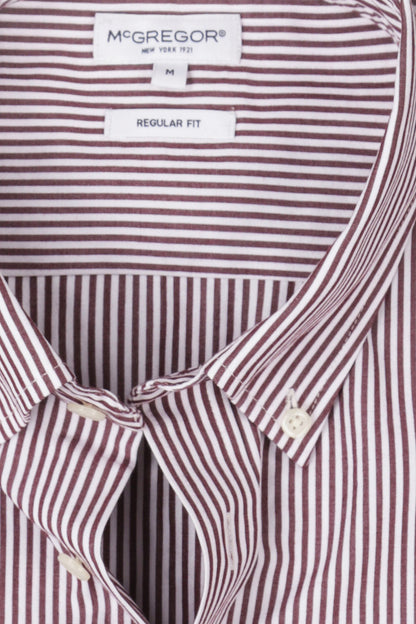 McGregor Regular Fit Peached Poplin Stripe Shirt Burgundy